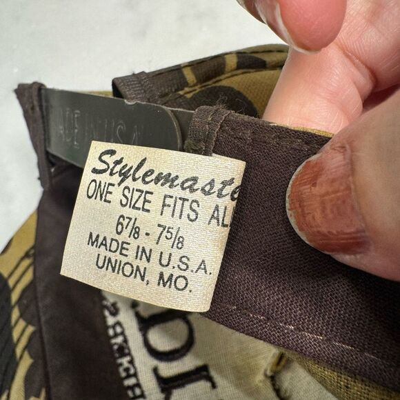 Vintage Bud King Of Beers Hat Cap Mens Snapback Brown Camouflage Made in USA 80s - Picture 10 of 12